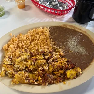 Chorizo scrambled eggs with corn tortillas