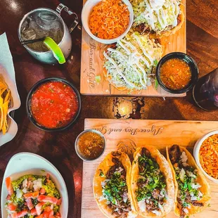 tacos, chips and salsa