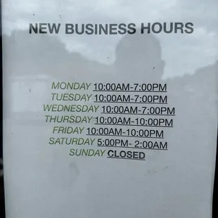 New hours
