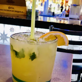 Handmade cilantro pineapple margarita