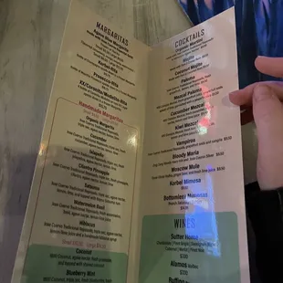 Drink menu
