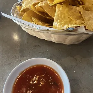 Delicious salsa and warm chips