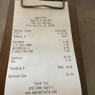 The ticket for both of us for lunch