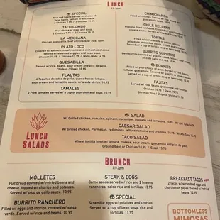 Lunch and Brunch menu