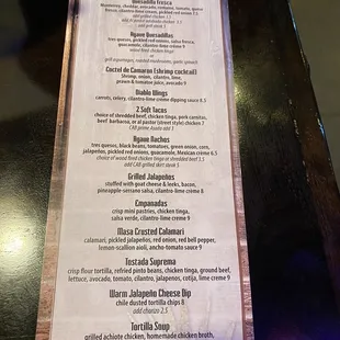 Happy hour menu