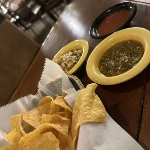 Complimentary salsa trio