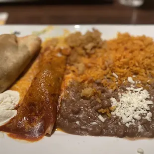 Crispy Taco and Enchilada platter