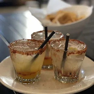 Margarita flight. Cucumber, passion fruit and mango. Mango was blah, but that's no surprise.
