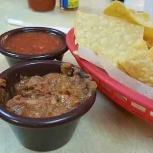 Bean dip is free and quite tasty!