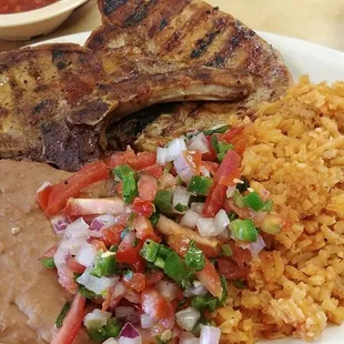 Grilled pork chop plate