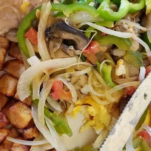 Mushroom omelet with the freshest vegetables