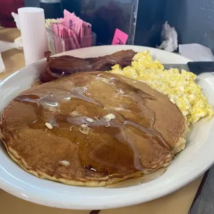 Pancake and eggs meal