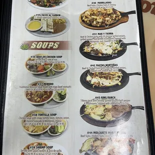 a menu for a mexican restaurant