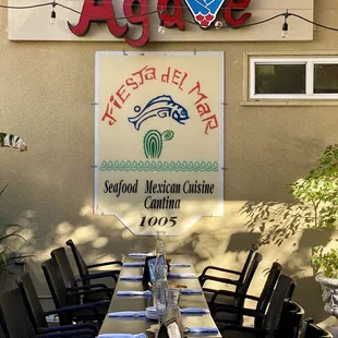 Set up for our Happy Hour party in the patio