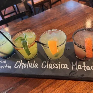 Mouth watering flight of Margarita&apos;s.  Delicious!