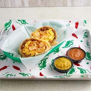 Papa Bear Burrito, Salsa Dona, Salsa Roja