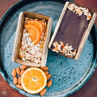 Mini loaves of Chocolate Ricotta Date Cakes &amp; Zesty Ricotta Cakes - photo credit: Nieves Montano