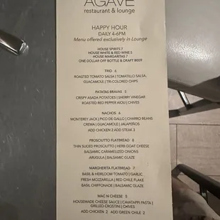 This is their happy hour menu for food.  The rest of the items on this menu are as good as the nachos you can&apos;t go wrong here.