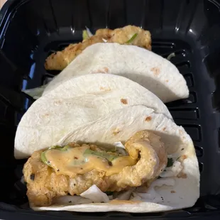 Fish tacos...the menu says grilled, but they gave us fried fish