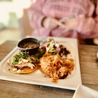 Carnitas Soft Taco and Chicken Mole Enchilada