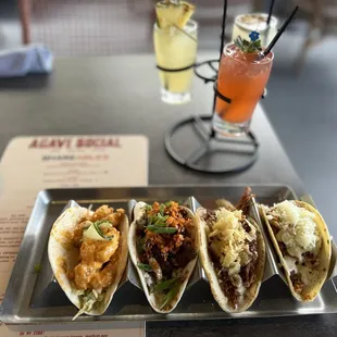 Volcano shrimp, umami steak, notorious PIG, simple chicken tacos