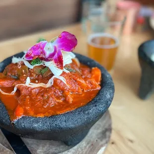 a bowl of food on a table