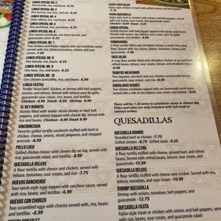 the menu