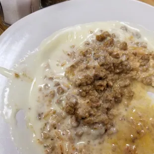 Amazing queso, meat and rice dip.