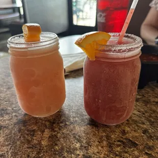 Watermelon and strawberry frozen margaritas