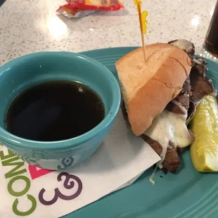 Half Prime Rib sando and soup! Skip it!