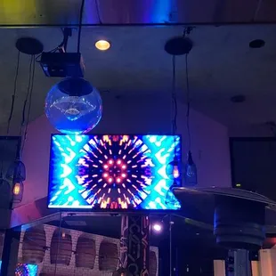 a colorful display of lights