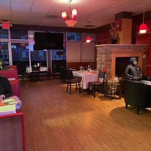 a woman sitting at a table