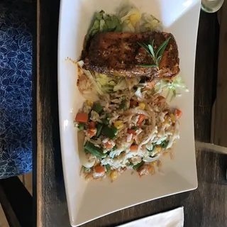 8. Grilled Salmon with Hibachi Fried Rice