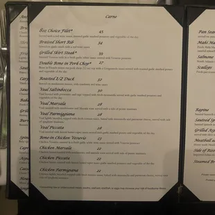 a menu on a table