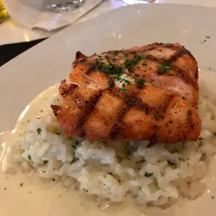 Grilled Salmon over Risotto