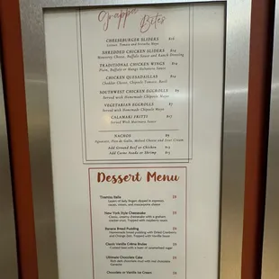 Bites &amp; Dessert Menus (Dec 2023)