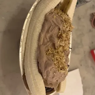 a banana and ice cream