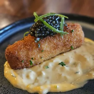 Chilean seabass with homemade tartar sauce with caviar