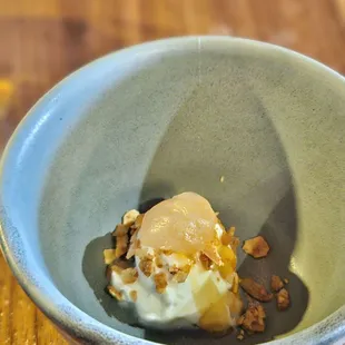 Delicious small bite of yogurt