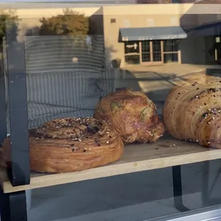 Variety of different flavored croissants