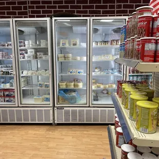 refrigerators and food items