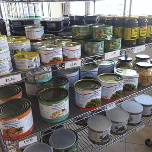 a variety of canned food