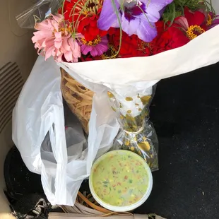 a basket of flowers