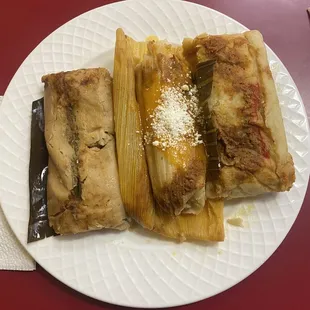 pache de res, chuchito de pollo y tamal de pollo