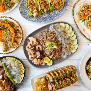 a spread of various dishes