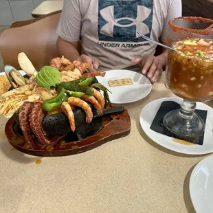 Molcajete and large Cocktel de Camaron