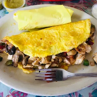 Omelette with corn tortillas - yummm