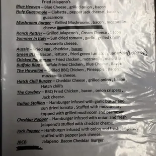 a menu for a restaurant