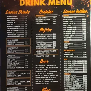 Drink Menu - March 2023