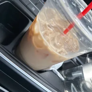a drink in a plastic cup